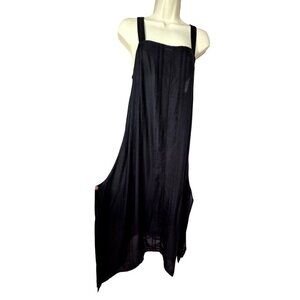 O’Neill Black Flowing Sheer Midi Dress Sz XS Saltwater Solids Handkerchief Hem